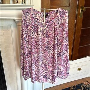 Talbots Pink and Purple Long Sleeve‎ chiffon Blouse- maybe worn twice